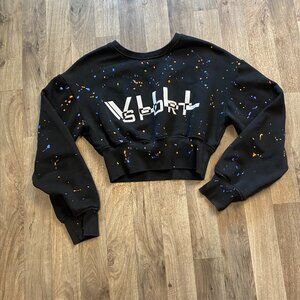 VULL Sport Cropped Sweatshirt Paint Splatter Black Size Medium